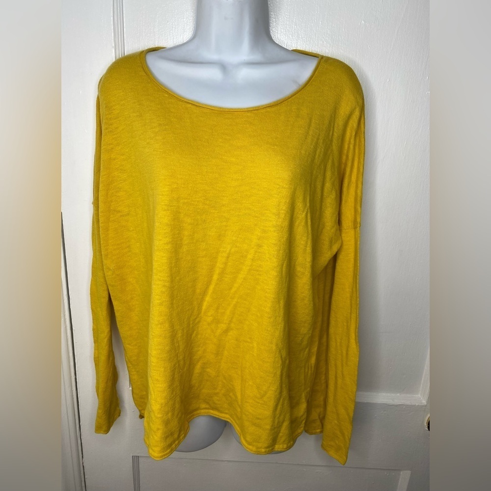 VINCE Boatneck Slub Yellow Long Sleeve SweaterTop